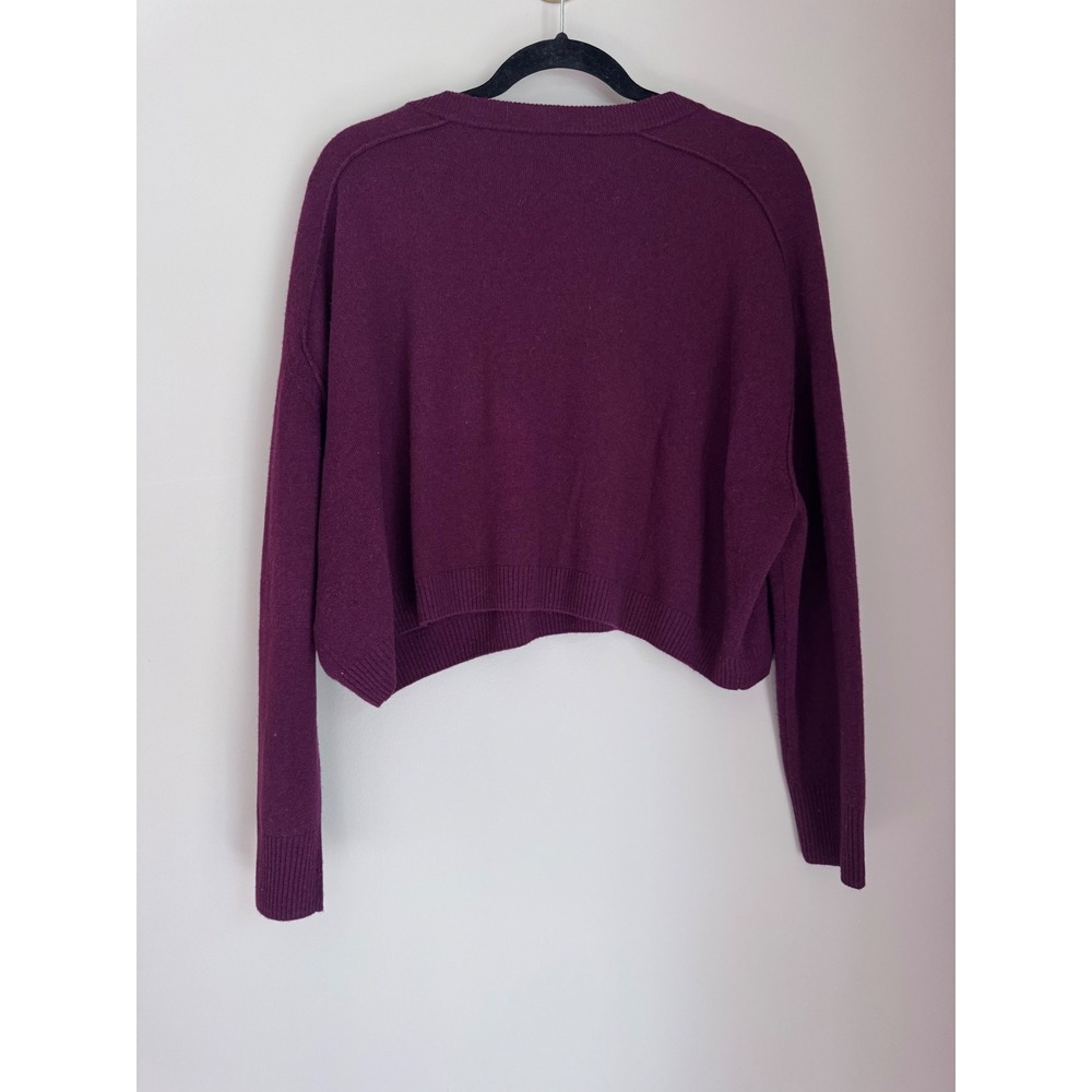 Vanessa Bruno Burgundy Cropped Crewneck Sweater Size S Boxy Knit